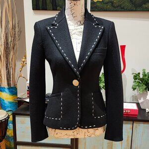 SANDRA ANGELOZZI Wool Blazer Outer Stitch Piping